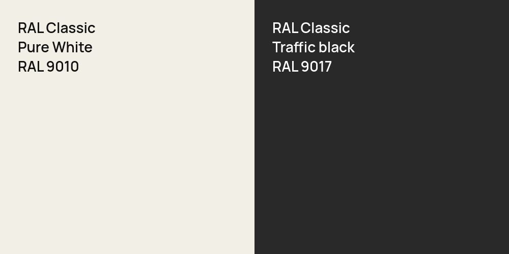 RAL Classic Pure White vs. RAL Classic Traffic black