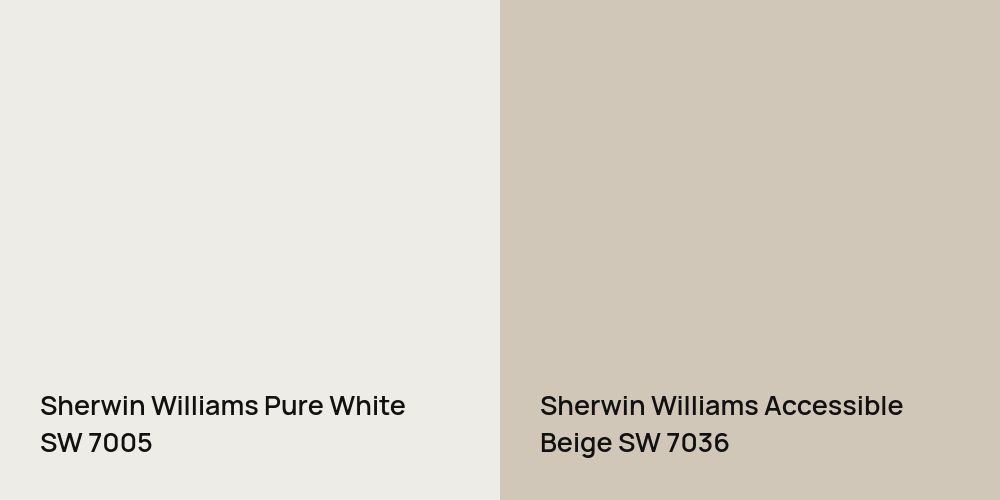 Sherwin Williams Pure White vs. Sherwin Williams Accessible Beige