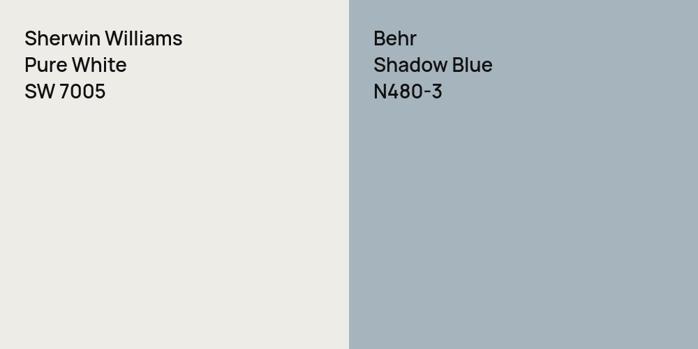 Sherwin Williams Pure White vs. Behr Shadow Blue