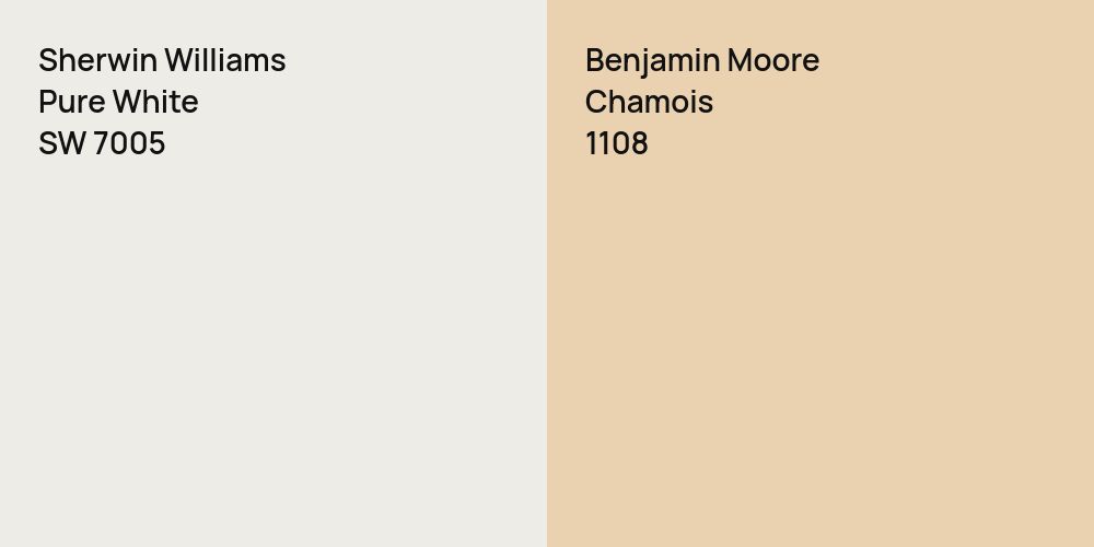 Sherwin Williams Pure White vs. Benjamin Moore Chamois