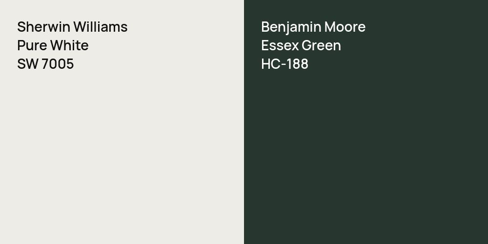 Sherwin Williams Pure White vs. Benjamin Moore Essex Green