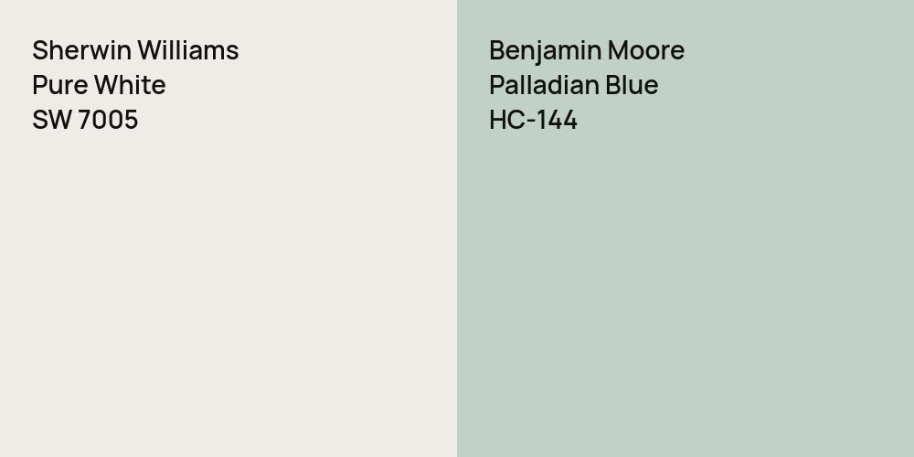 Sherwin Williams Pure White vs. Benjamin Moore Palladian Blue