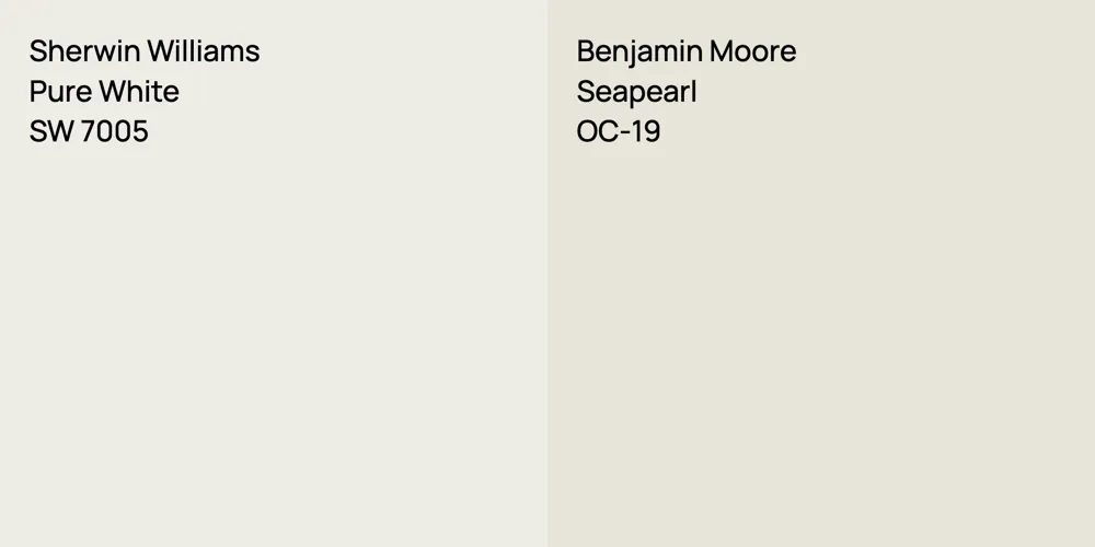 Sherwin Williams Pure White vs. Benjamin Moore Seapearl