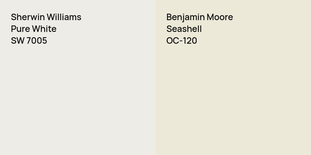 Sherwin Williams Pure White vs. Benjamin Moore Seashell