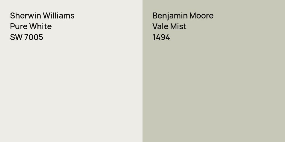 Sherwin Williams Pure White vs. Benjamin Moore Vale Mist