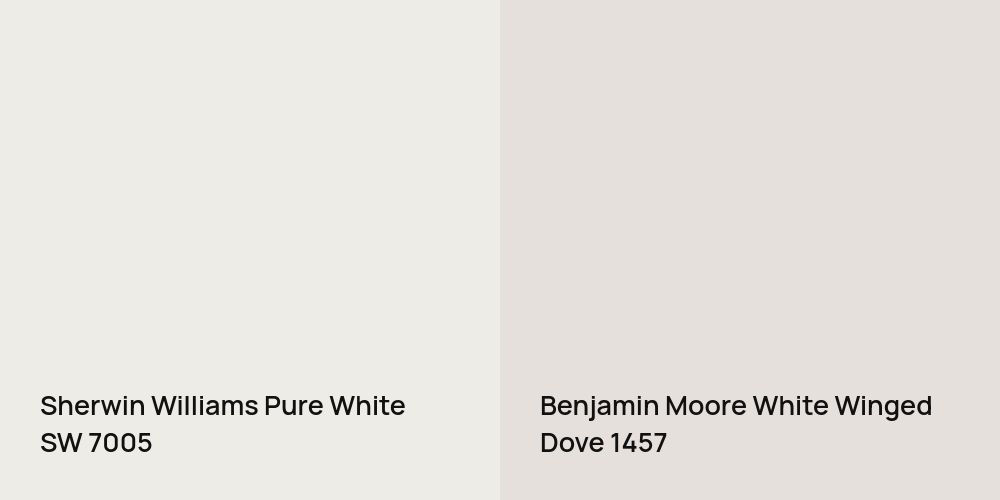 Sherwin Williams Pure White vs. Benjamin Moore White Winged Dove