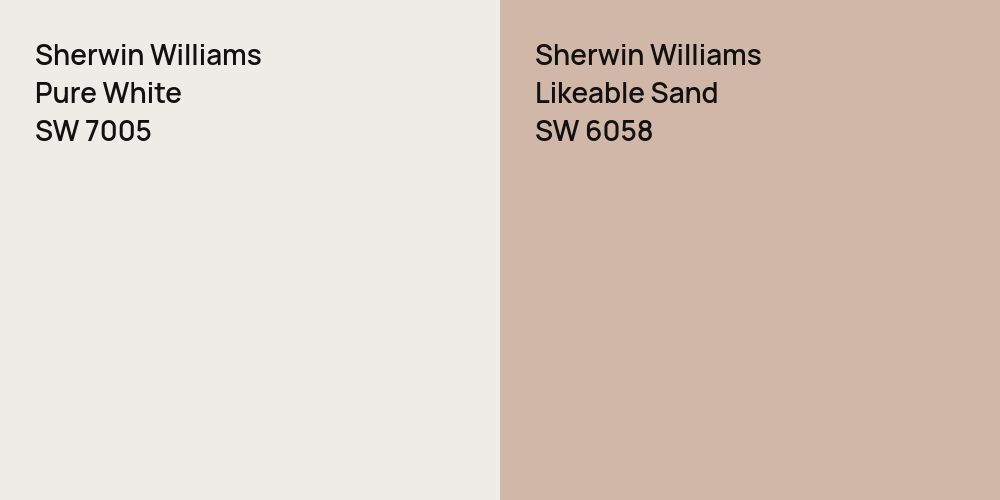 Sherwin Williams Pure White vs. Sherwin Williams Likeable Sand