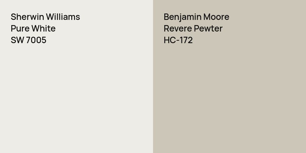 Sherwin Williams Pure White vs. Benjamin Moore Revere Pewter