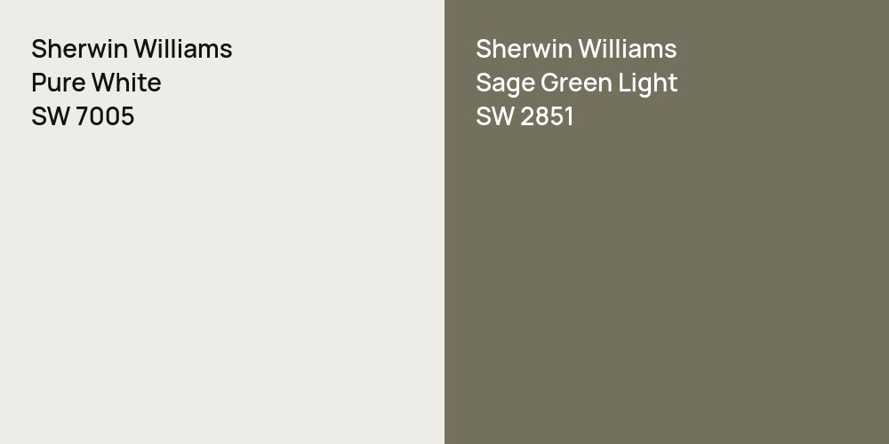 Sherwin Williams Pure White vs. Sherwin Williams Sage Green Light