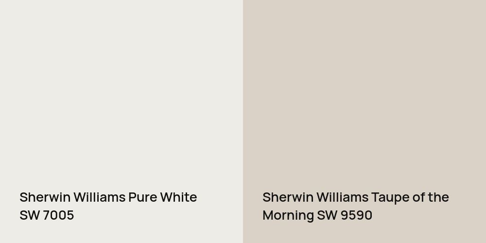 Sherwin Williams Pure White vs. Sherwin Williams Taupe of the Morning