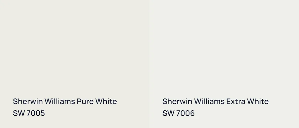 Sherwin Williams Pure White SW 7005 vs Sherwin Williams Extra White SW 7006