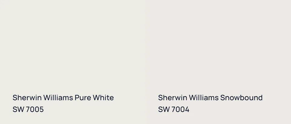 Sherwin Williams Pure White SW 7005 vs Sherwin Williams Snowbound SW 7004