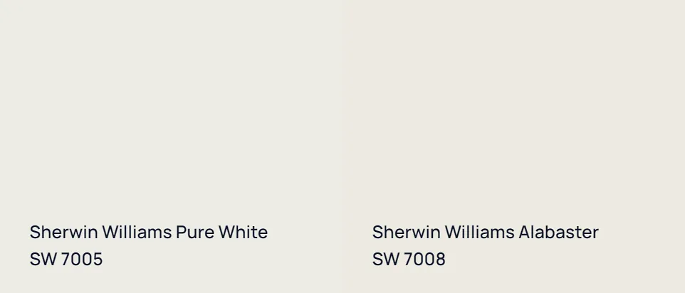 Sherwin Williams Pure White SW 7005 vs Sherwin Williams Alabaster SW 7008
