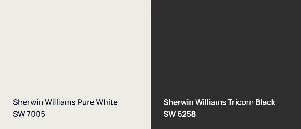 Sherwin Williams Pure White SW 7005 vs Sherwin Williams Tricorn Black SW 6258