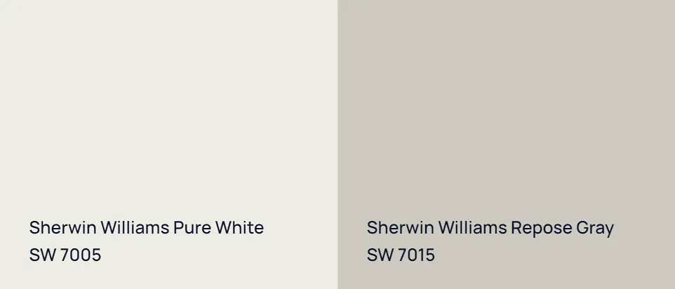 Sherwin Williams Pure White SW 7005 vs Sherwin Williams Repose Gray SW 7015