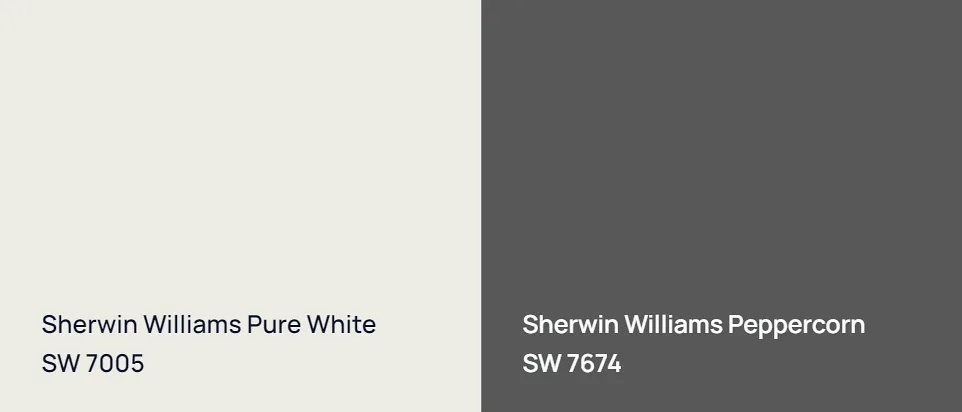 Sherwin Williams Pure White SW 7005 vs Sherwin Williams Peppercorn SW 7674