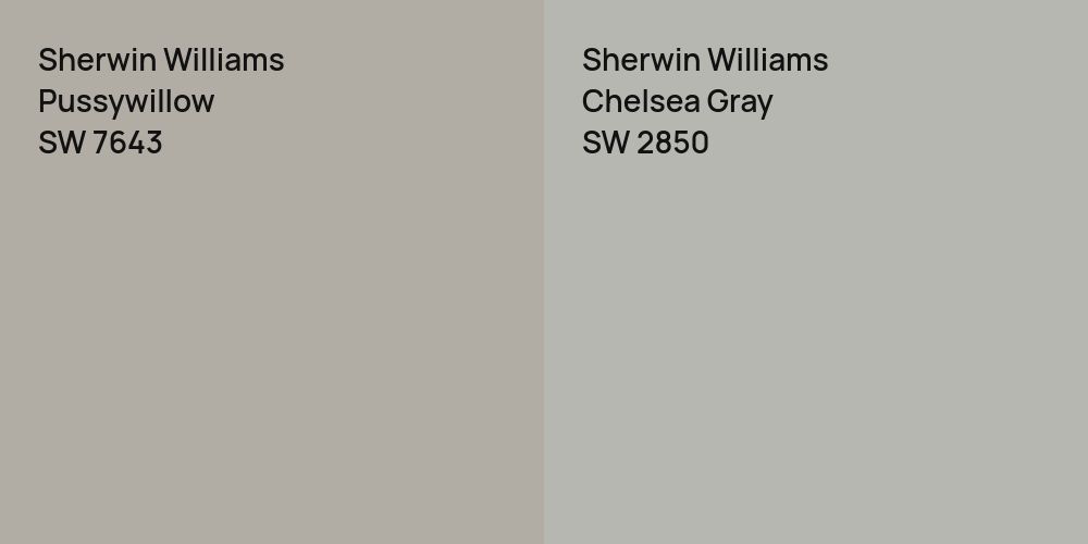 Sherwin Williams Pussywillow vs. Sherwin Williams Chelsea Gray