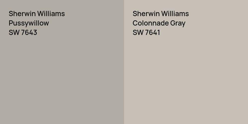 Sherwin Williams Pussywillow vs. Sherwin Williams Colonnade Gray