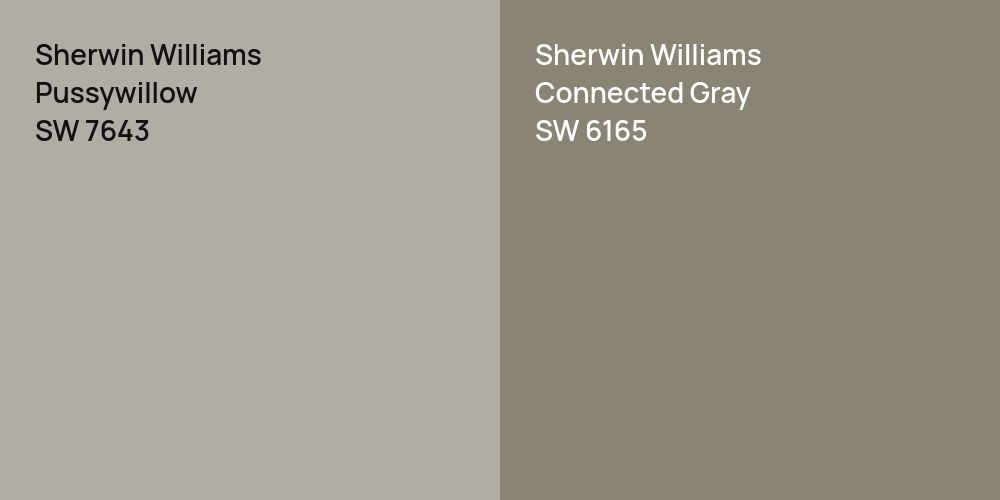 Sherwin Williams Pussywillow vs. Sherwin Williams Connected Gray