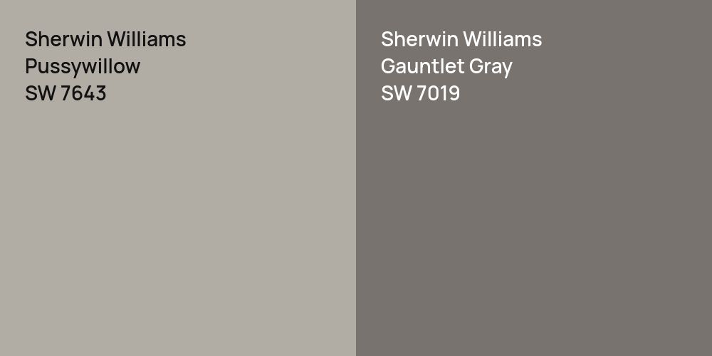 Sherwin Williams Pussywillow vs. Sherwin Williams Gauntlet Gray