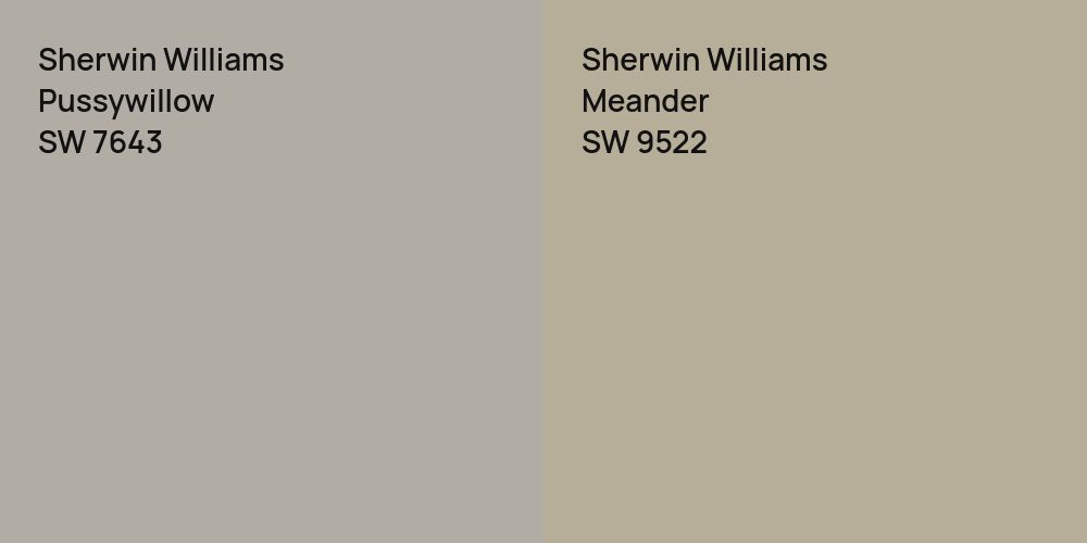 Sherwin Williams Pussywillow vs. Sherwin Williams Meander