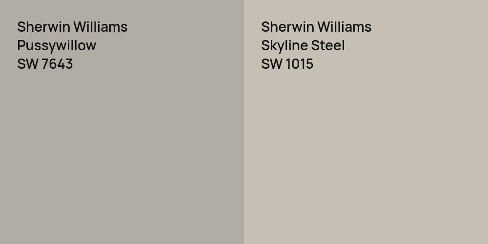 Sherwin Williams Pussywillow vs. Sherwin Williams Skyline Steel