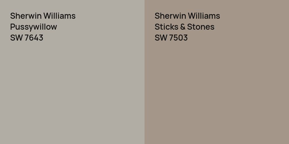 Sherwin Williams Pussywillow vs. Sherwin Williams Sticks & Stones