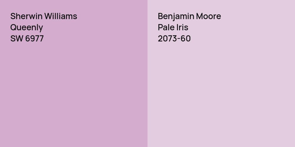 Sherwin Williams Queenly vs. Benjamin Moore Pale Iris