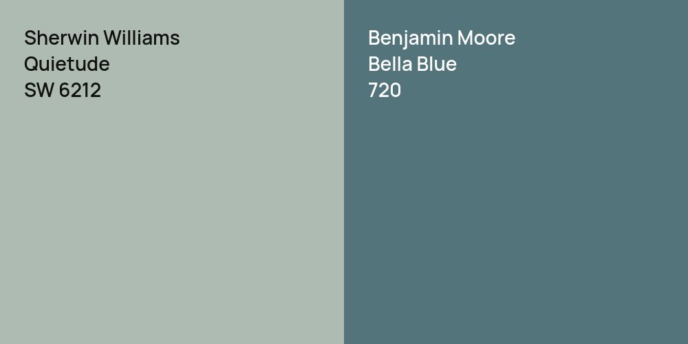 Sherwin Williams Quietude vs. Benjamin Moore Bella Blue