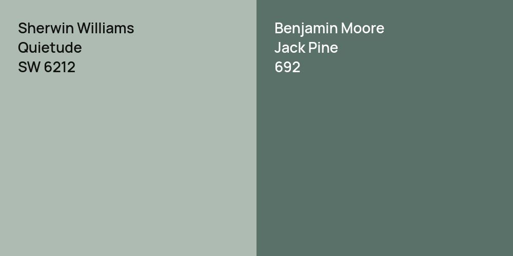 Sherwin Williams Quietude vs. Benjamin Moore Jack Pine