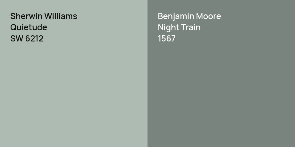 Sherwin Williams Quietude vs. Benjamin Moore Night Train