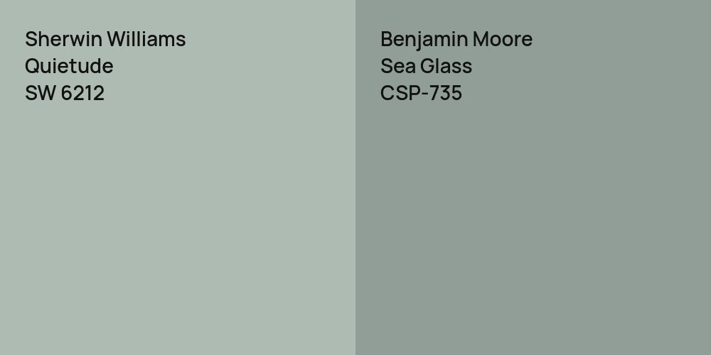 Sherwin Williams Quietude vs. Benjamin Moore Sea Glass