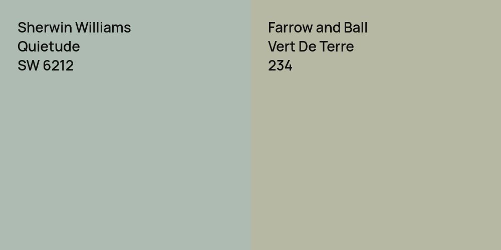 Sherwin Williams Quietude vs. Farrow and Ball Vert De Terre