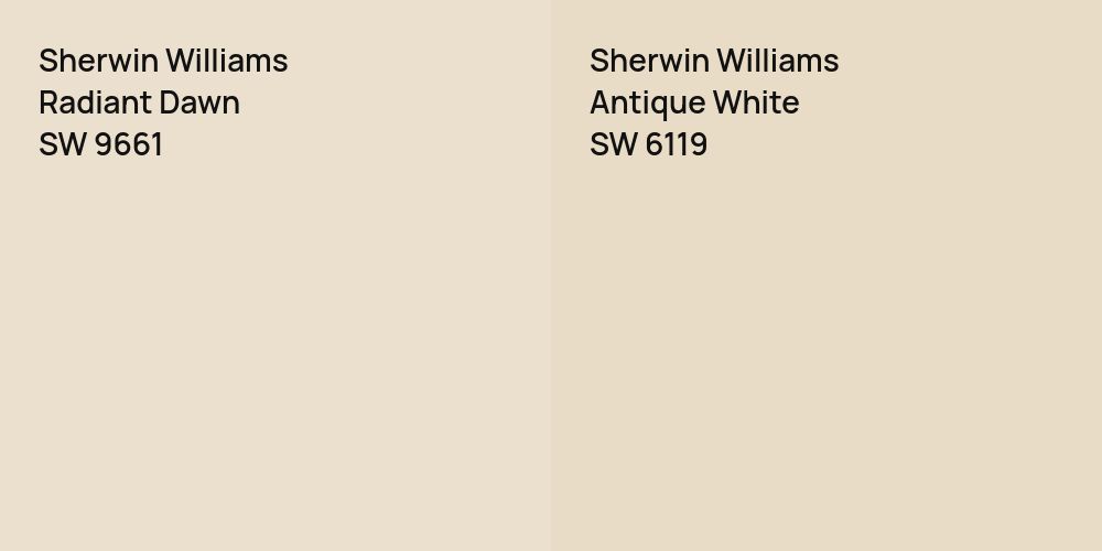 Sherwin Williams Radiant Dawn vs. Sherwin Williams Antique White