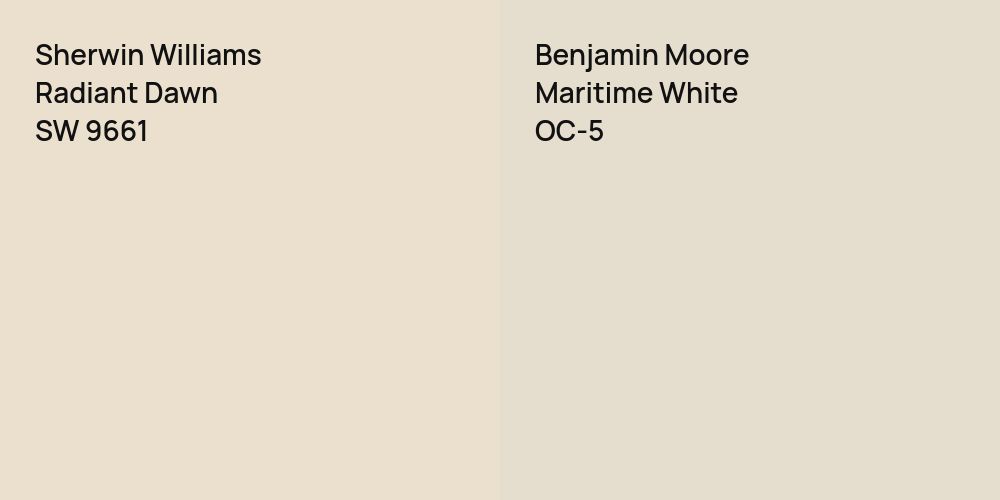 Sherwin Williams Radiant Dawn vs. Benjamin Moore Maritime White