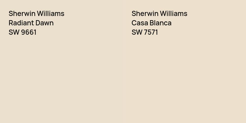 Sherwin Williams Radiant Dawn vs. Sherwin Williams Casa Blanca