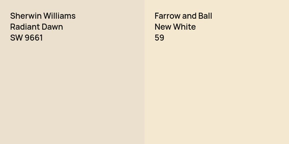 Sherwin Williams Radiant Dawn vs. Farrow and Ball New White