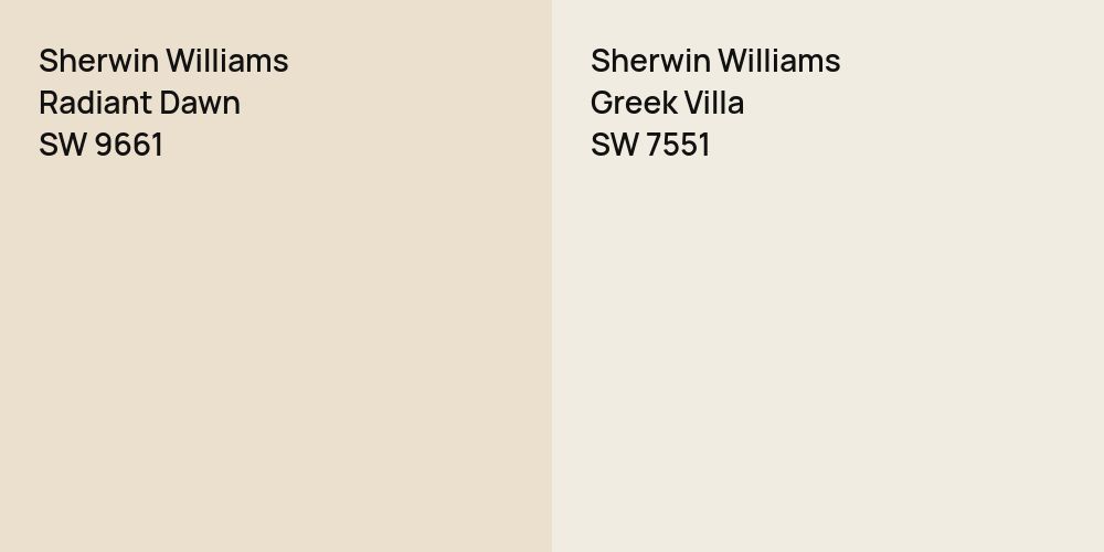 Sherwin Williams Radiant Dawn vs. Sherwin Williams Greek Villa