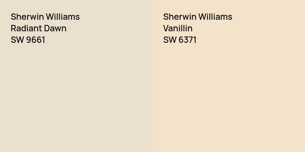 Sherwin Williams Radiant Dawn vs. Sherwin Williams Vanillin