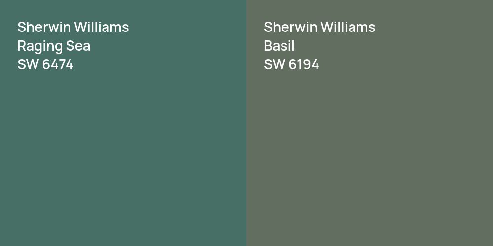 Sherwin Williams Raging Sea vs. Sherwin Williams Basil