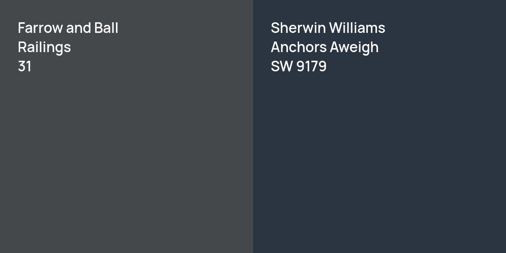 Farrow and Ball Railings vs. Sherwin Williams Anchors Aweigh