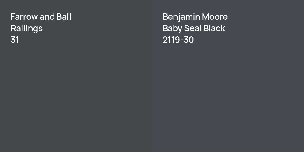 Farrow and Ball Railings vs. Benjamin Moore Baby Seal Black