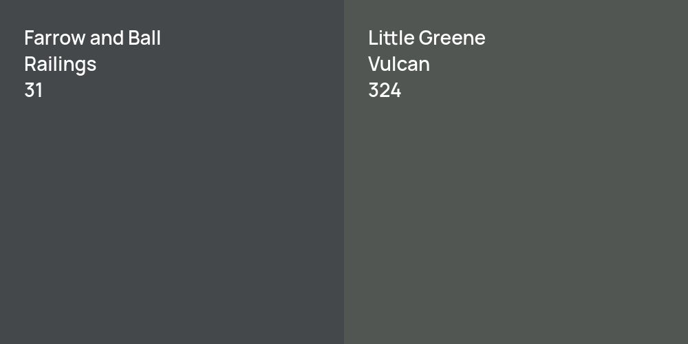 Farrow and Ball Railings vs. Little Greene Vulcan