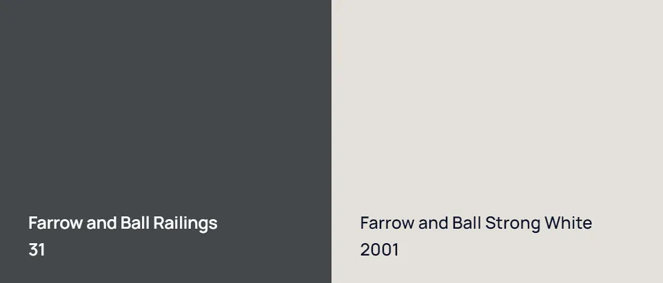 Farrow and Ball Railings 31 vs Farrow and Ball Strong White 2001