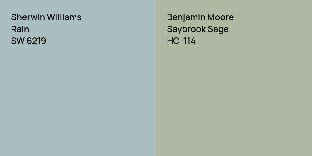 Sherwin Williams Rain vs. Benjamin Moore Saybrook Sage