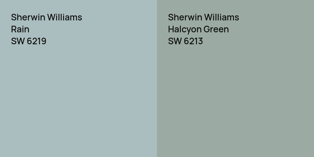 Sherwin Williams Rain vs. Sherwin Williams Halcyon Green