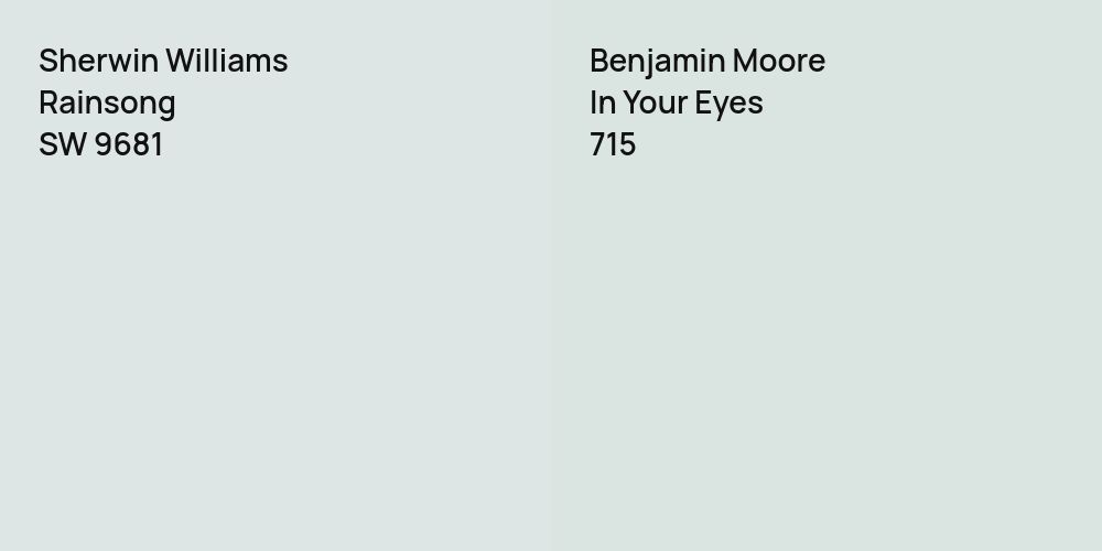 Sherwin Williams Rainsong vs. Benjamin Moore In Your Eyes