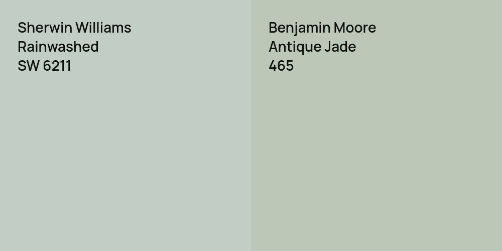 Sherwin Williams Rainwashed vs. Benjamin Moore Antique Jade