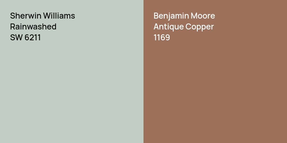 Sherwin Williams Rainwashed vs. Benjamin Moore Antique Copper