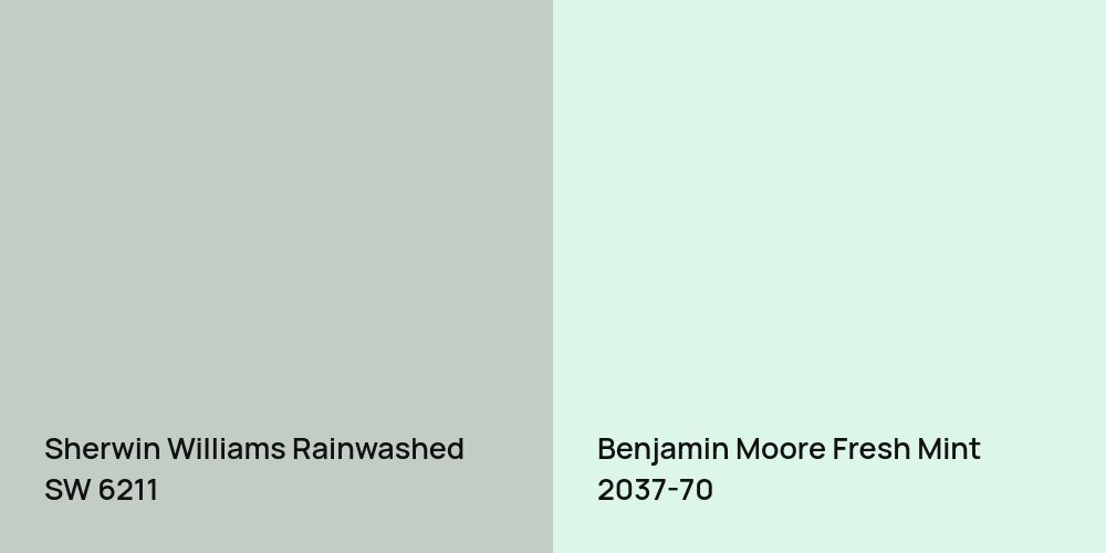 Sherwin Williams Rainwashed vs. Benjamin Moore Fresh Mint